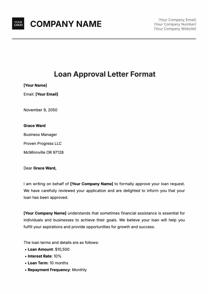 student loan approval letter template