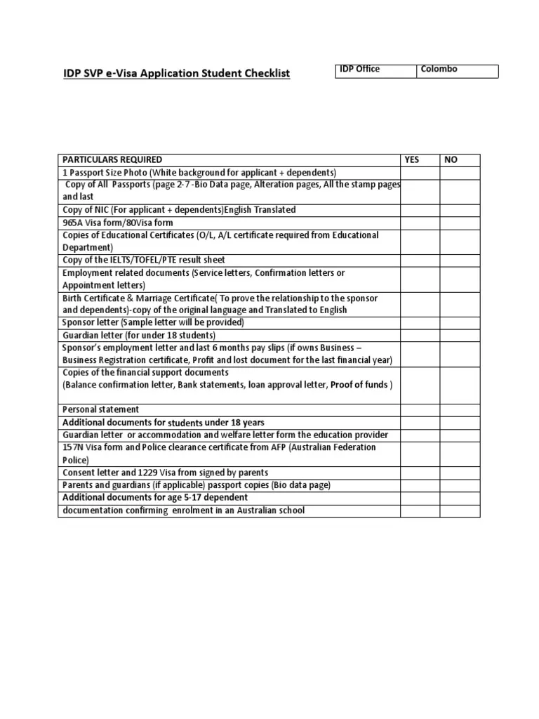 student loan documents checklist Australia