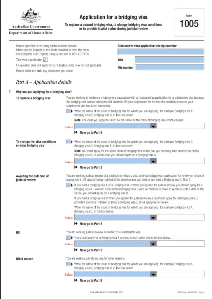 Onshore applicants, Bridging visa explained