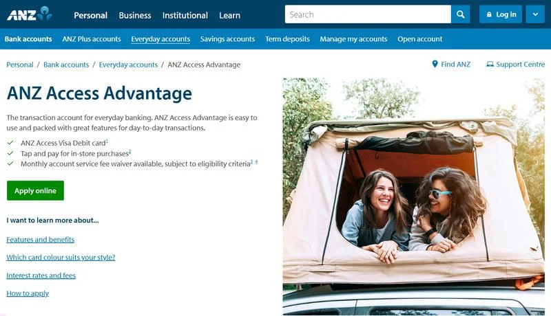 ANZ Bank - Student Access Advantage account