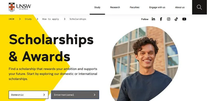 UNSW’s International Scientia Coursework Scholarship.Source: New South Wales University