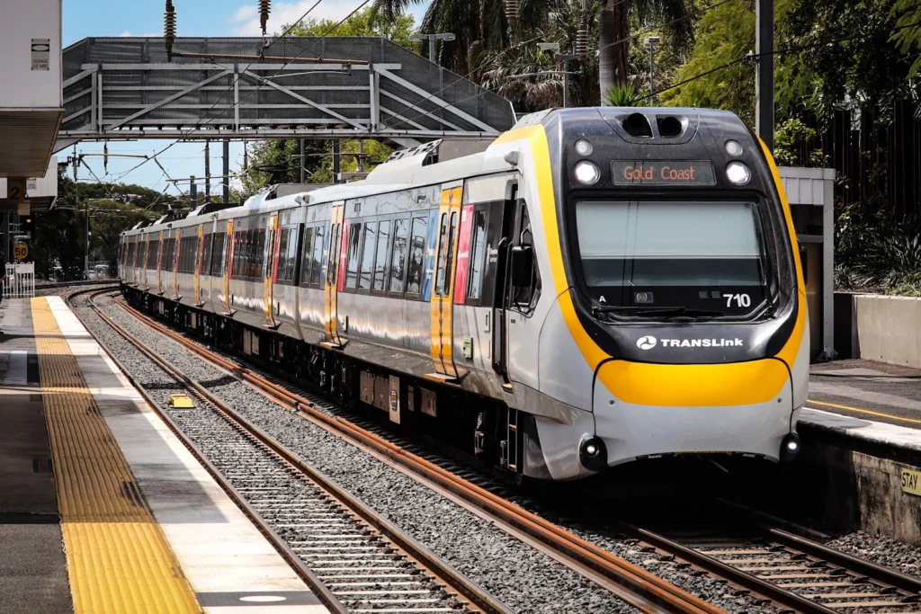 Queensland rail public transport train in Brisbane city