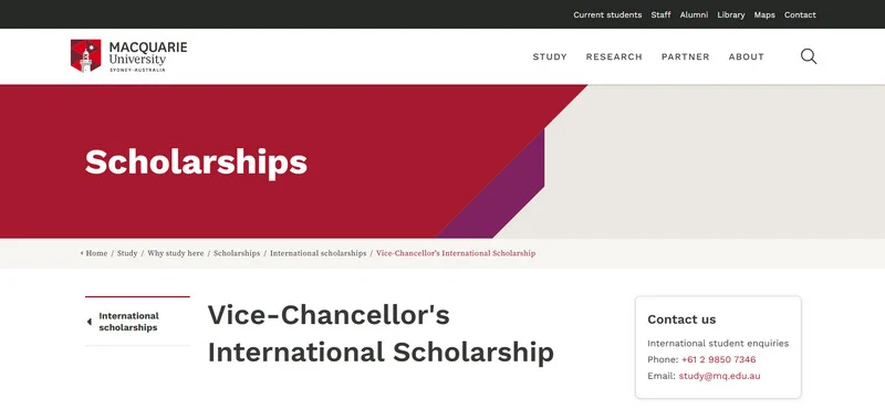 Macquarie Vice-Chancellor’s International Scholarships