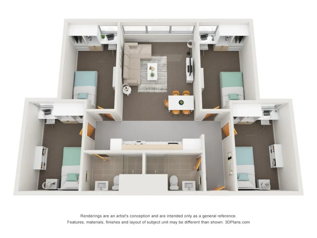 Modern on-campus student housing in Melbourne.