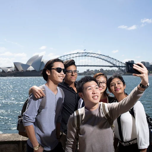 Students enjoying Sydney?s outdoor lifestyle near Circular Quay.