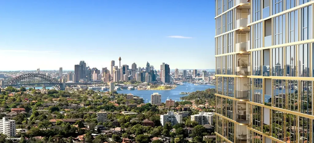 Sydney skyline and high rise apartments