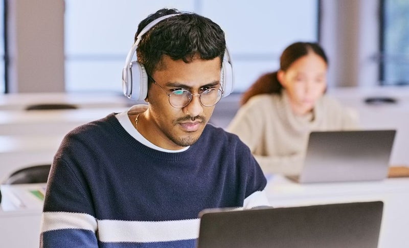 computer based english test candidate headphones