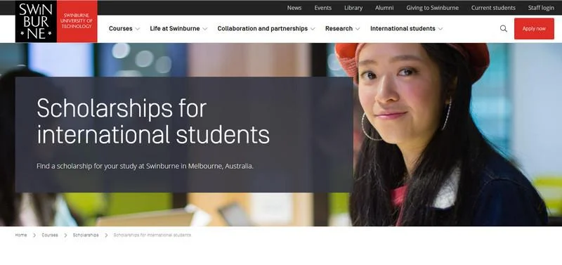 George Swinburne International Excellence Scholarship. Source: Swinburne University