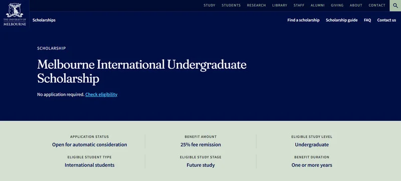 Melbourne International Undergraduate Scholarships