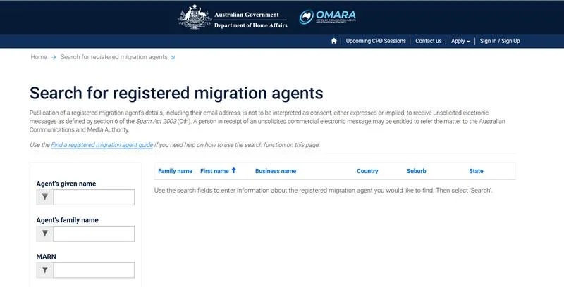 The Register of Migration Agents. Source: OMARA