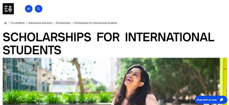 University of Technology Sydney Vice Chancellor's International Scholarship.Source: University of Technology Sydney