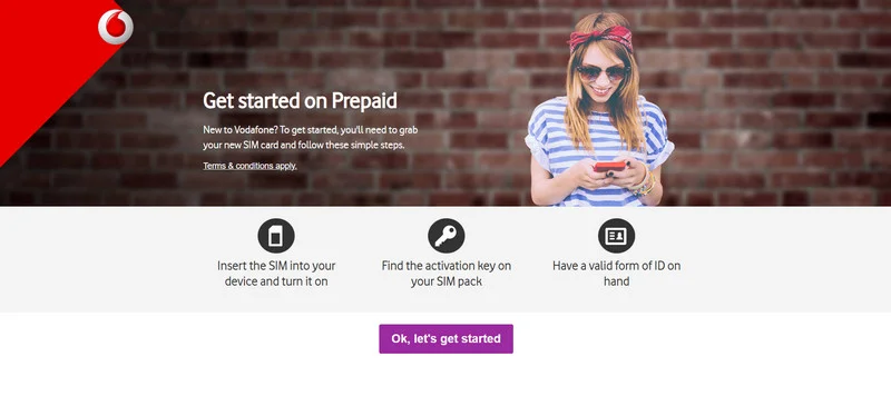 Vodafone?s activation page